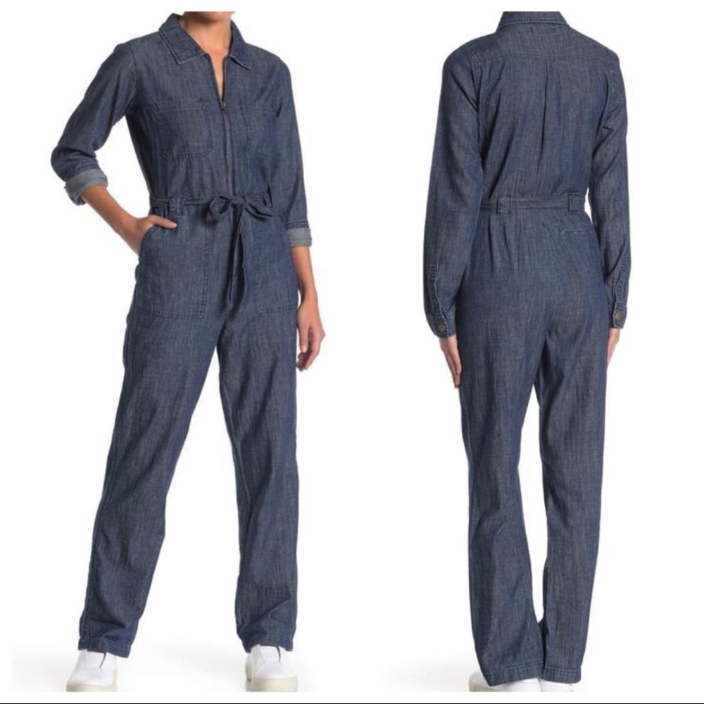 Long Sleeve Chambray Jumpsuit - size Large